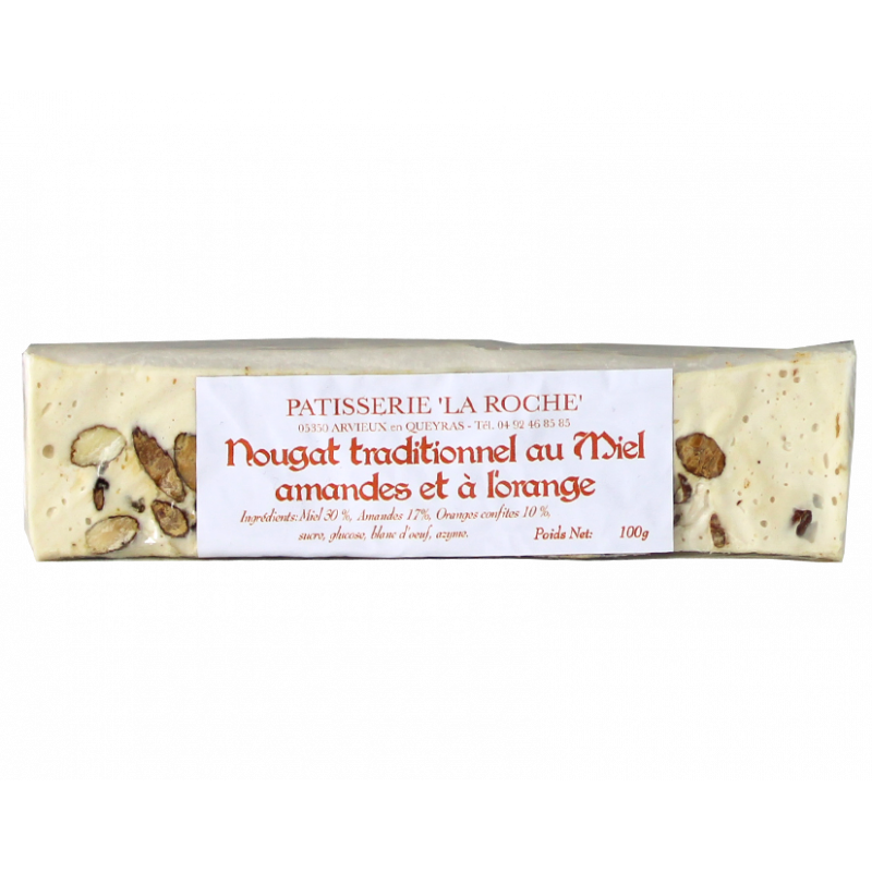 Nougat  traditionnel au miel, amandes et orange