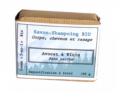 Savon corps-shampoing-rasage biologique sans parfum AVOCAT-RICIN