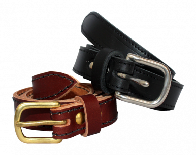 Ceinture en cuir surpiqué, Noire,marron ou bleu, 2.5cm