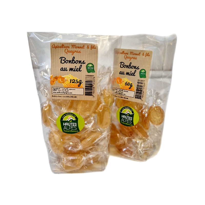 Bonbons au miel papillotés 60g et 125g Bonbons au miel papillotés 60g et 125g