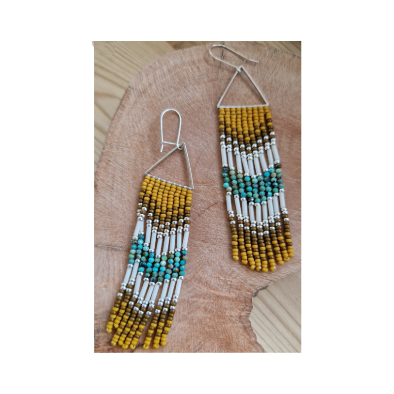 Boucles d'oreilles, en turquoise, jaspe, onyx Boucles d'oreilles, en turquoise, jaspe, onyx