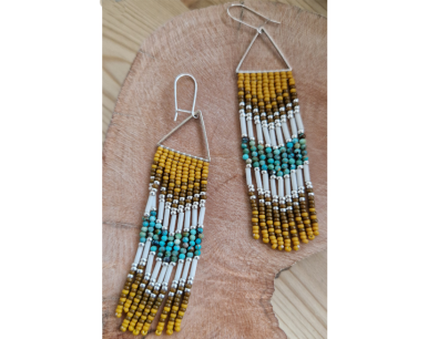 Boucles d'oreilles, en turquoise, jaspe, onyx