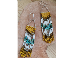 Boucles d'oreilles, en turquoise, jaspe, onyx