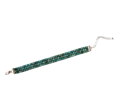 Bracelet tissé en turquoise naturelle, ajustable