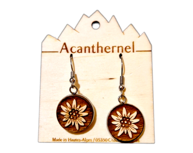 Boucles d'oreilles en bois, motifs variés