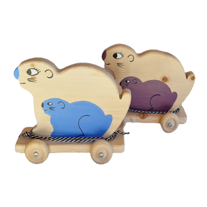 A rouler la Souris, Jouet Souris à tirer en bois -  Loisir Bébé